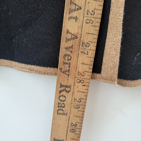 Max Studio Sweater Size Large Black With Tan Cardigan Blazer Old Money Preppy - Picture 6 of 8